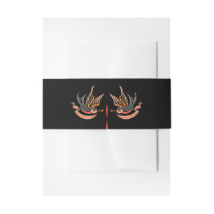 Black background Love Swallows Tattoo non-photo Invitation Belly Band
