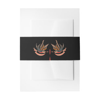 Black background Love Swallows Tattoo non-photo Invitation Belly Band
