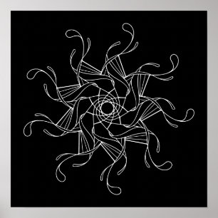 Black Background Mandala Large Adult Colouring Poster