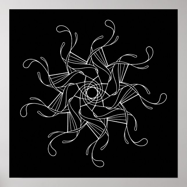 Black Background Mandala Large Adult Colouring Poster (Front)