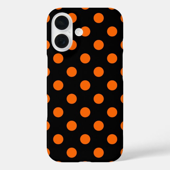 Black Background Orange Polka Dots Case-Mate iPhone Case (Back)