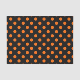 Black Background Orange Polka Dots Tissue Paper