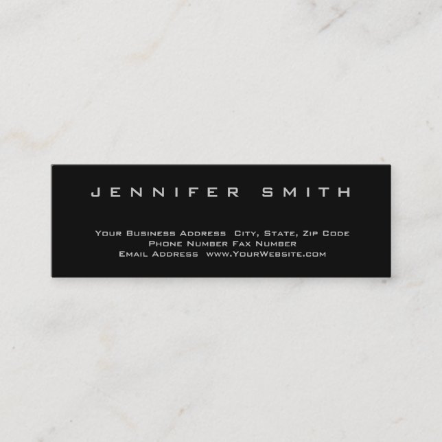 Black Background Plain Standard Slim Business Card (Front)