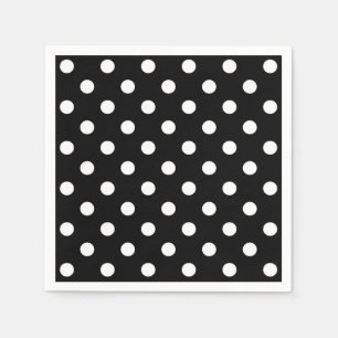 Black Background Polka Dots Napkin