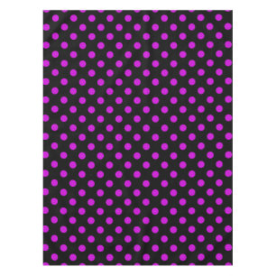 Black Background Purple Polka Dots Tablecloth