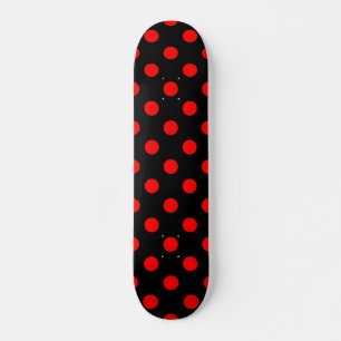 Black Background Red Polka Dots Skateboard