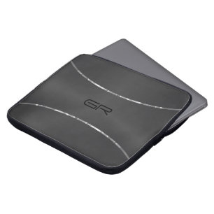 Black Background silver stripes accent Laptop Sleeve