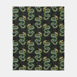 Black Background Snake Pattern Design Fleece Blanket