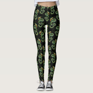 Black Background Snake Pattern Design  Leggings