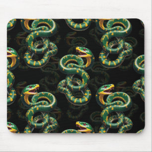 Black Background Snake Pattern Design Mouse Pad