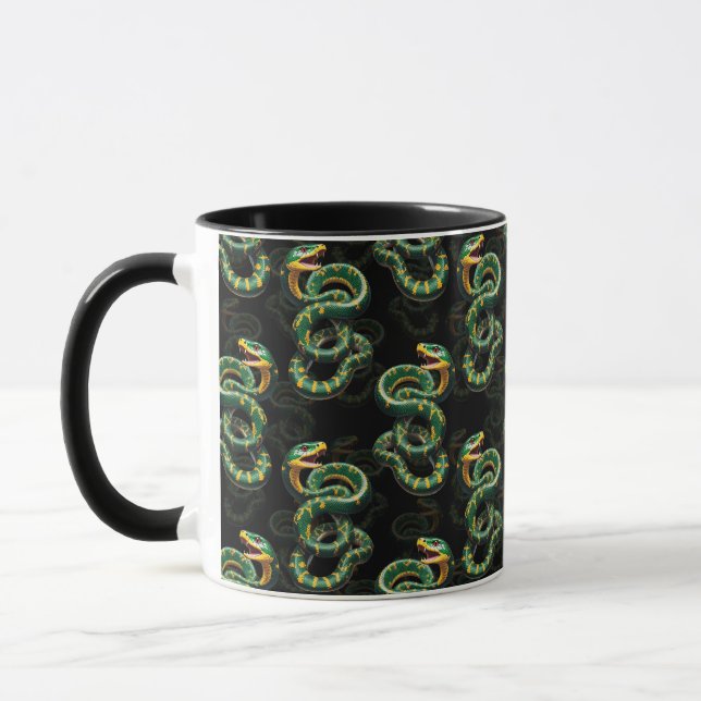 Black Background Snake Pattern Design  Mug (Left)