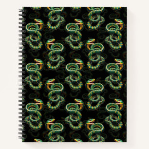 Black Background Snake Pattern Design Notebook