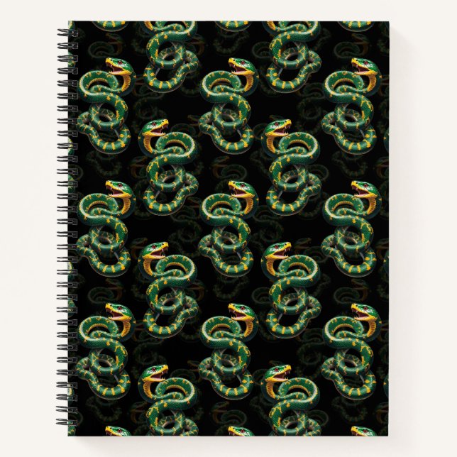 Black Background Snake Pattern Design  Notebook (Front)