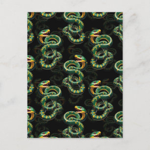Black Background Snake Pattern Design  Postcard