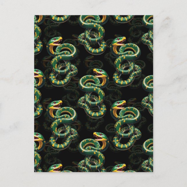 Black Background Snake Pattern Design  Postcard (Front)