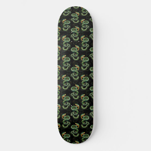 Black Background Snake Pattern Design  Skateboard (Front)