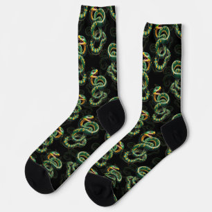 Black Background Snake Pattern Design  Socks