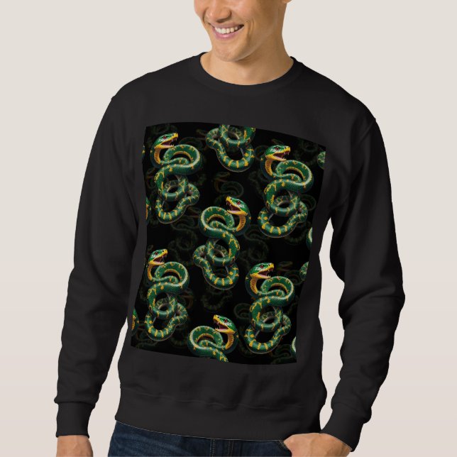 Black Background Snake Pattern Design  Sweatshirt (Front)