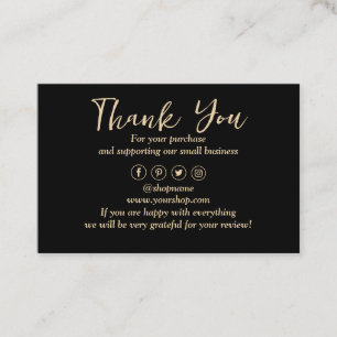 Black Background Thank You Business Card