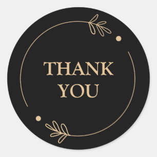 Black Background Thank You Classic Round Sticker