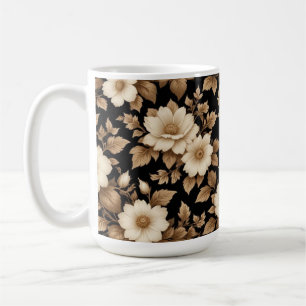 Black Background White Flowers  Coffee Mug