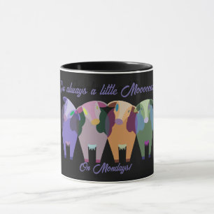 Black background with Colourful and cute Cows  Mug