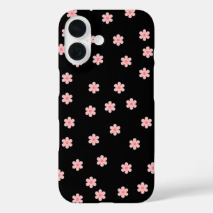 Black background with flowers iPhone 16 case
