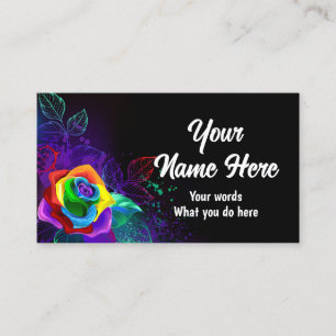 Black background with rainbow roses business card