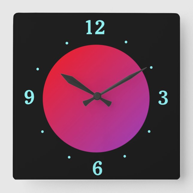 Black Background with Red/Pink Moon> Wall Clock (Front)