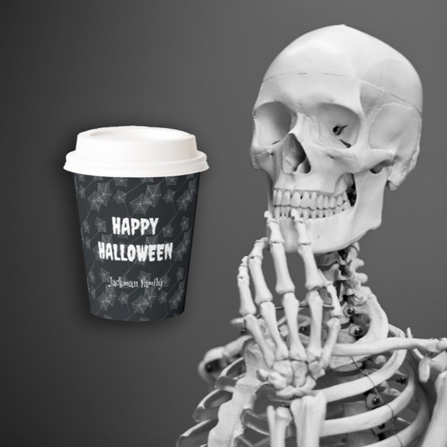 Black background with spider webs. Customisable. Paper Cups (Black background with spider webs. Customizable. Paper Cups
)