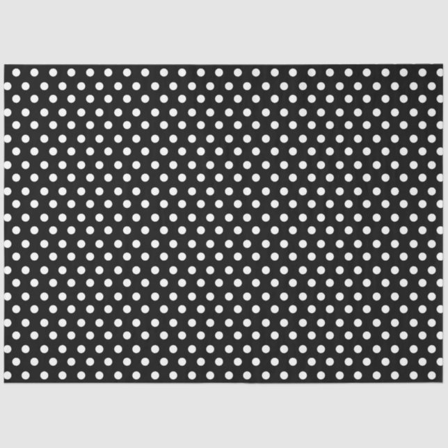 Black background with White Polka Dots Tissue Paper (Front)