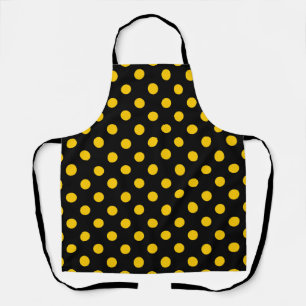 Black Background Yellow Polka Dots Apron