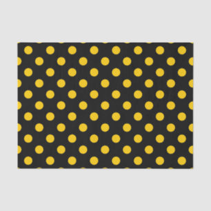 Black Background Yellow Polka Dots Tissue Paper