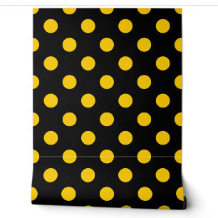 Black Background Yellow Polka Dots Wallpaper