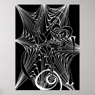 Black Background Zen Doodle Adult Colouring Poster