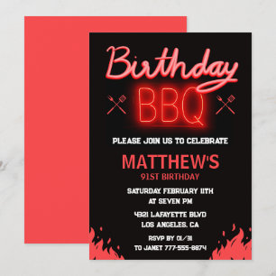 Black backyard bbq 91st birthday invitation