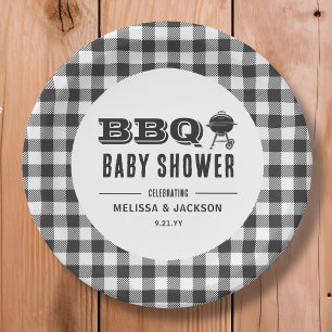 Black Backyard BBQ Baby Shower  Paper Plate