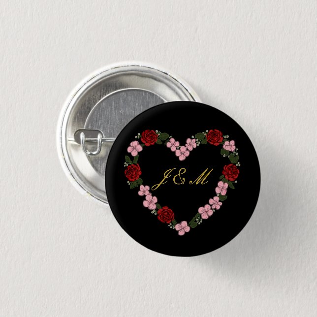 Black badge with a pink and red heart (Front & Back)