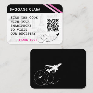 Black Baggage Claim Bridal Shower Registry Enclosure Card