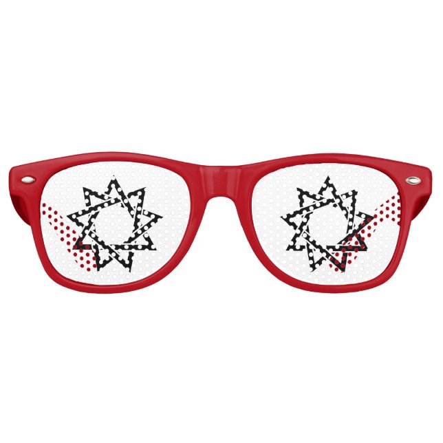 Black Bahai nine pointed star symbol Retro Sunglasses (Front)