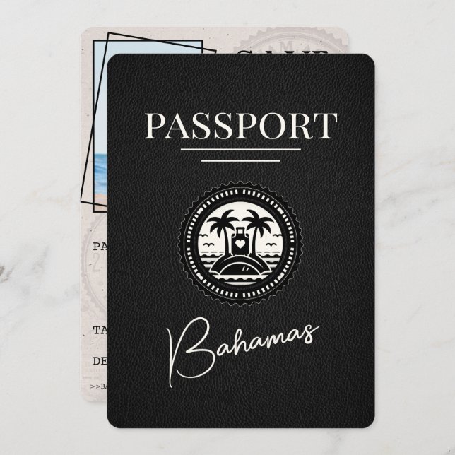 Black Bahamas Passport Save The Date (Front/Back)