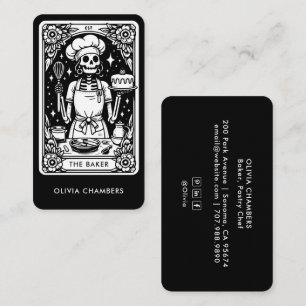 Black Baker Tarot Skeleton Pastry Chef  Business Card