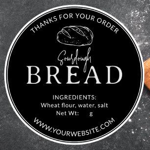 Black Bakery Sourdough Bread Thank You Sticker