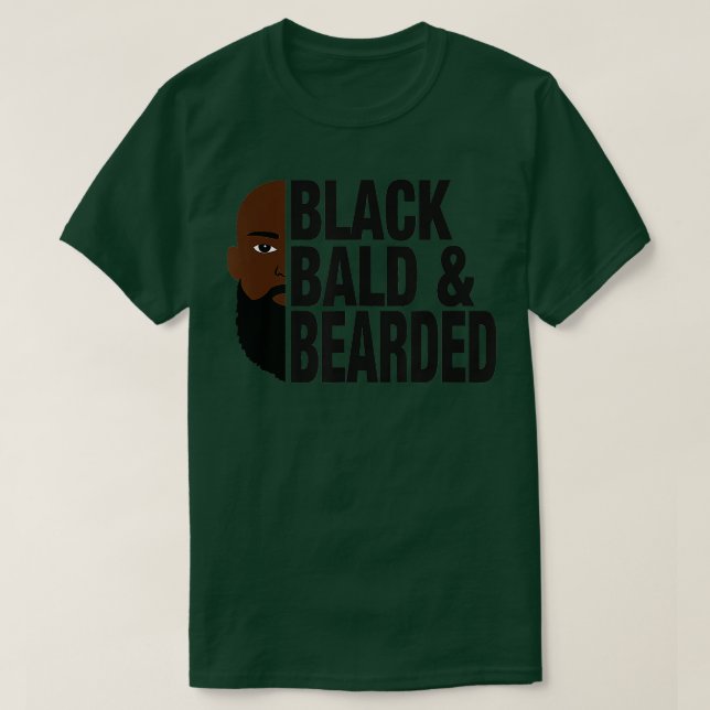 Black Bald and Bearded Face Funny Fathers Day  T-Shirt (Design Front)