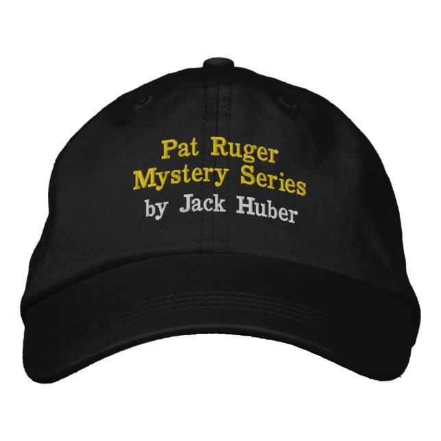 Black Ball Cap- Pat Ruger Mystery Series Embroidered Hat (Front)