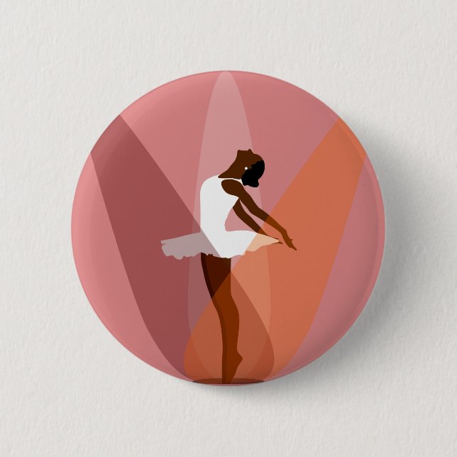 black ballerina ballet dancer 6 cm round badge (Front)