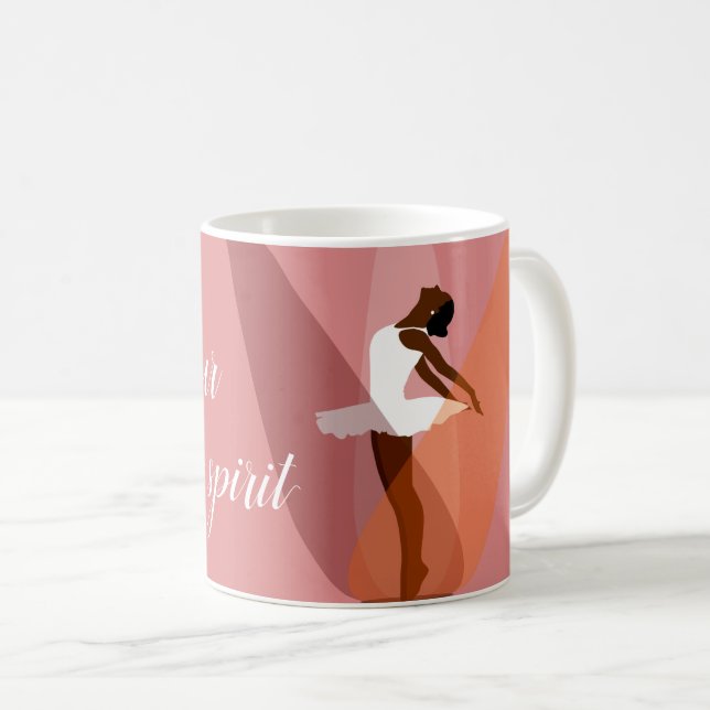 Black Ballerina, black pink ballet dancer Coffee Mug (Front Right)