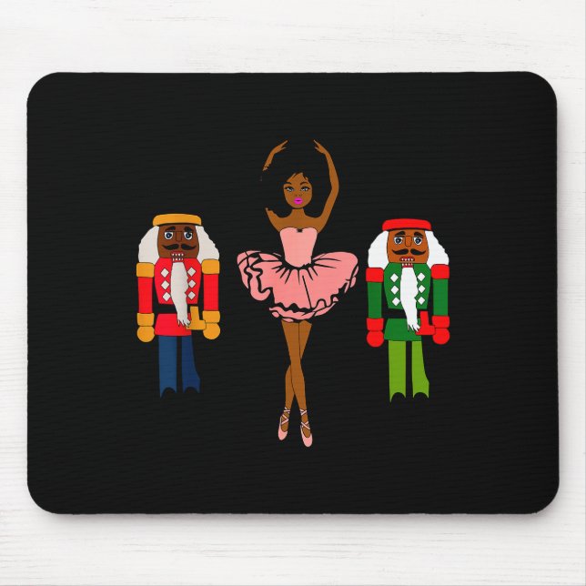 Black Ballerina Christmas Black Nutcracker Xmas Af Mouse Pad (Front)