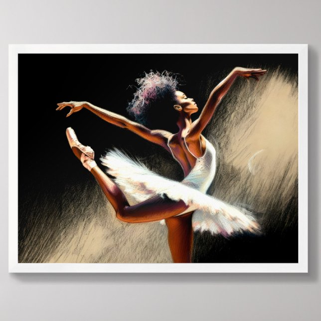 Black Ballerina Dancer Pastel Drawing Poster (Creator Uploaded)