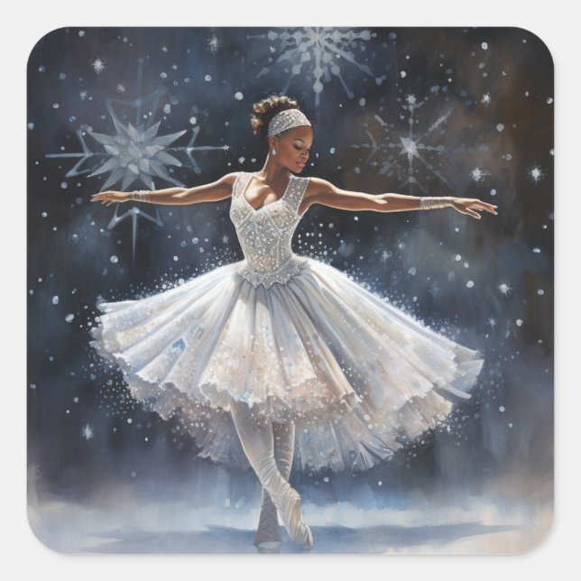Black Ballerina: Ethereal Beauty Snow Queen Square Sticker (Front)